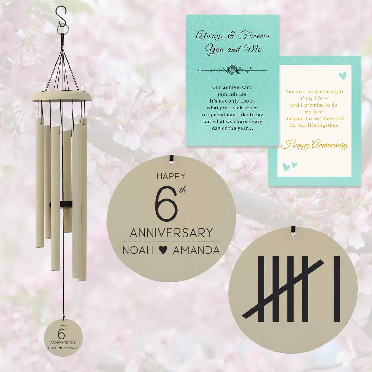 Anniversary Gift Personalized Engraved wind chime WCP29