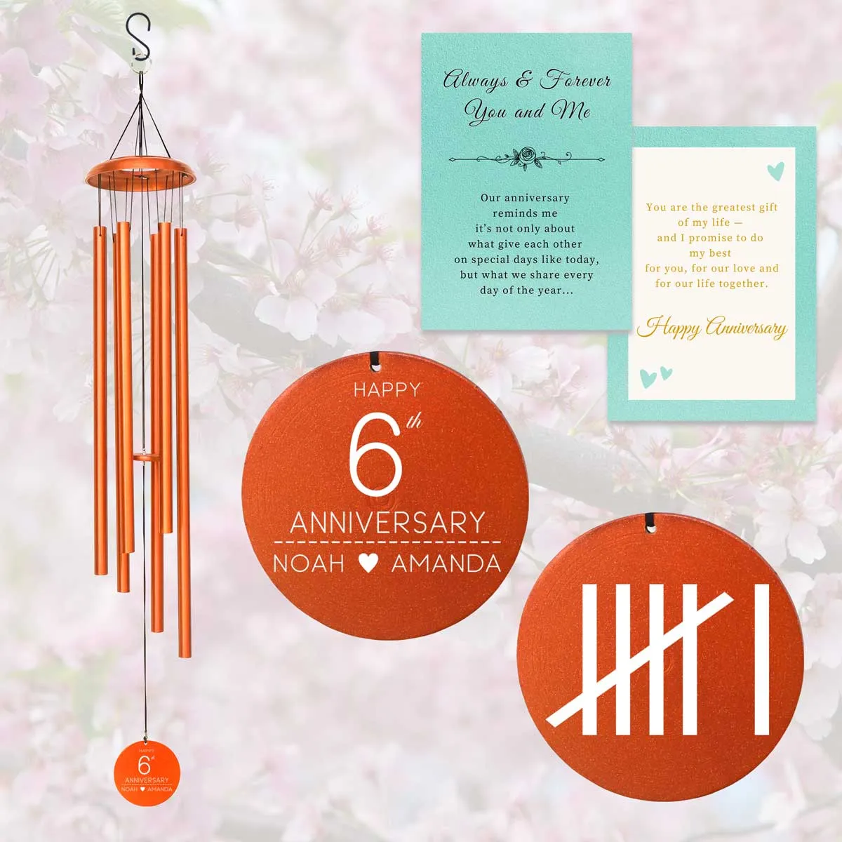 Anniversary Gift Personalized Engraved wind chime WCP29