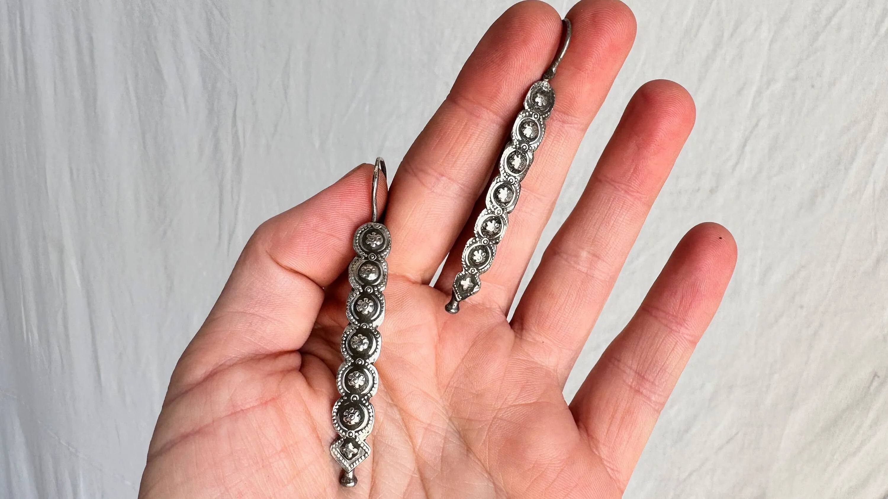 Antique Balochi Sterling Silver Earrings. Afghanistan. 0529