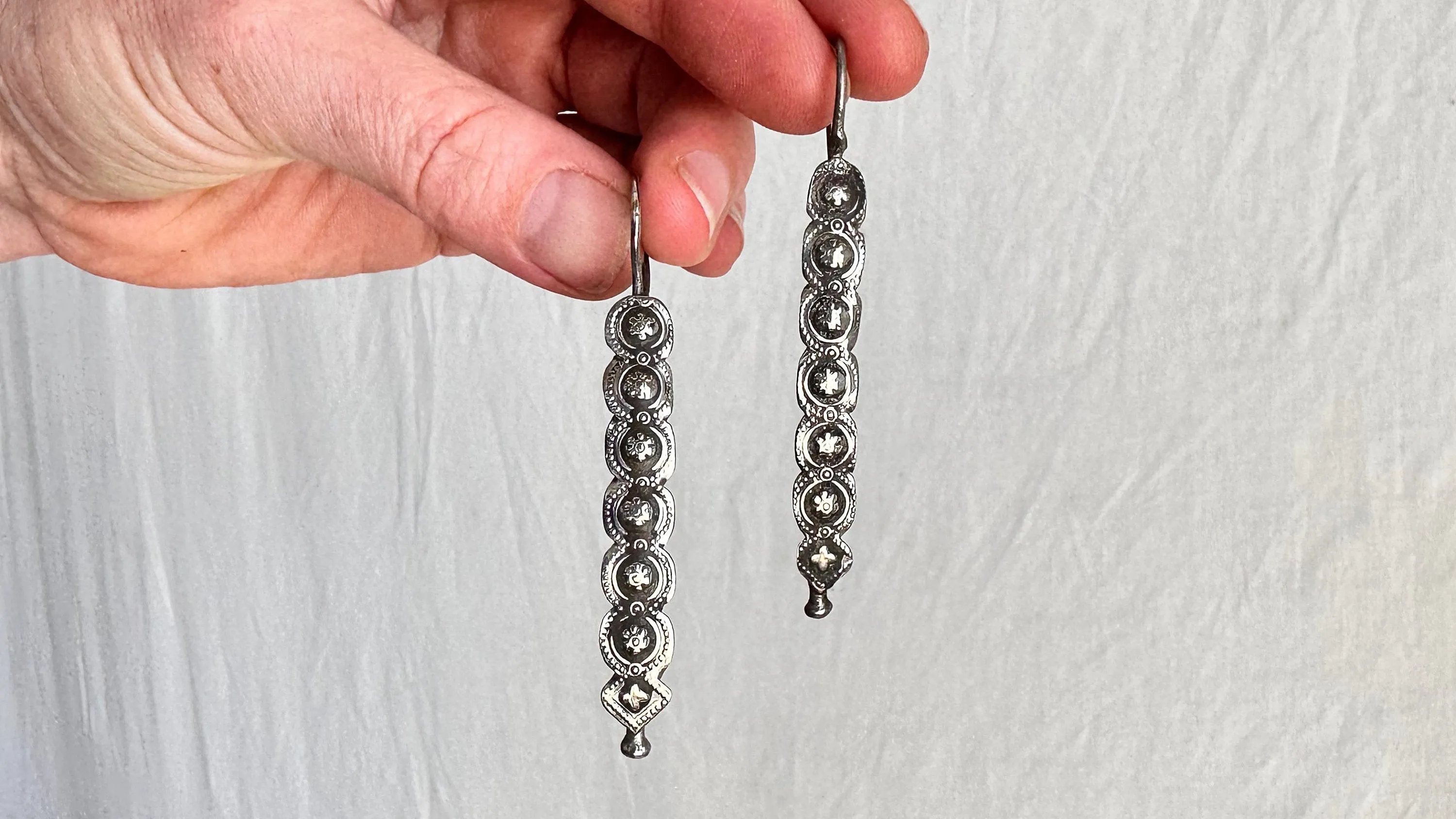 Antique Balochi Sterling Silver Earrings. Afghanistan. 0529