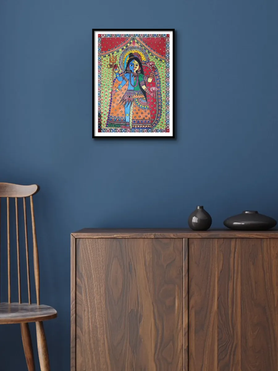 Ardhanareshwara Madhubani Painting By Ambika Devi