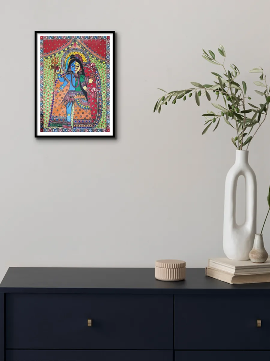 Ardhanareshwara Madhubani Painting By Ambika Devi
