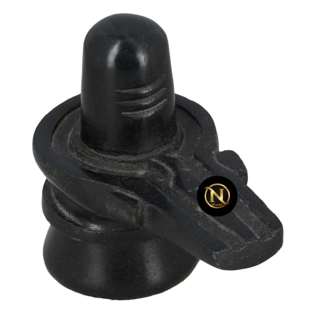 Black Marble Shiva Lingam Shiv Ling Stone Idol Murti Statue for Home Decor, Pooja