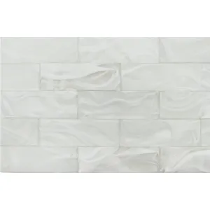 Cirrus Glass White on White, 3" x 9" - Glass Tile