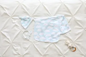 Clouds Baby Swaddle Blanket, Bow Headband & Personalized Hat  Soothing Wrap for Peaceful Sleep