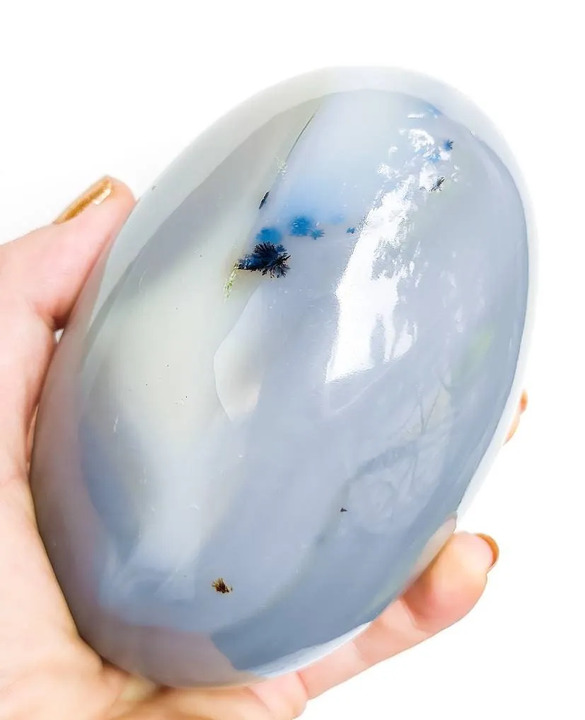 Dendritic Blue Agate Crystal Lingam