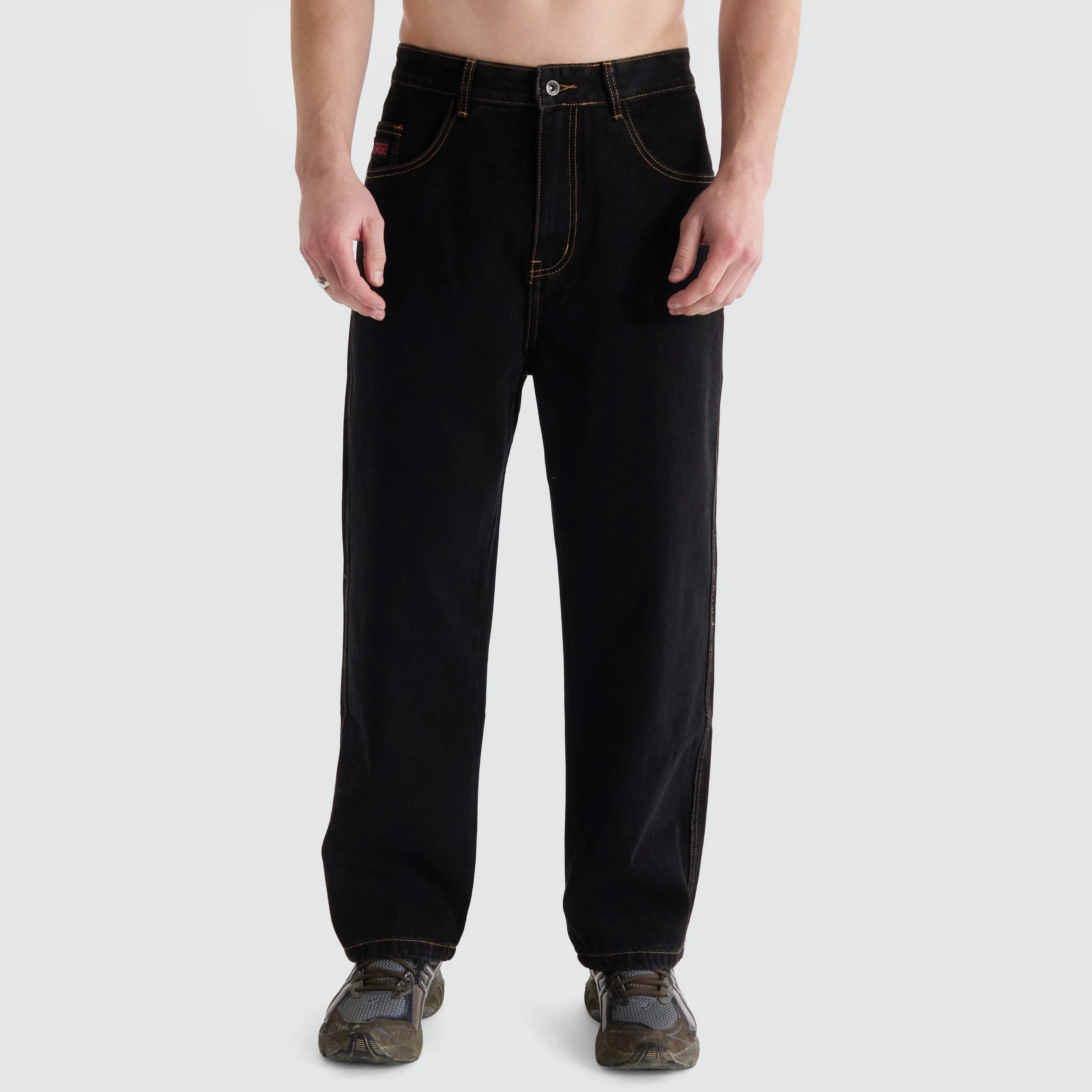 Emb Pocket Bull Denim Pant Raw Black