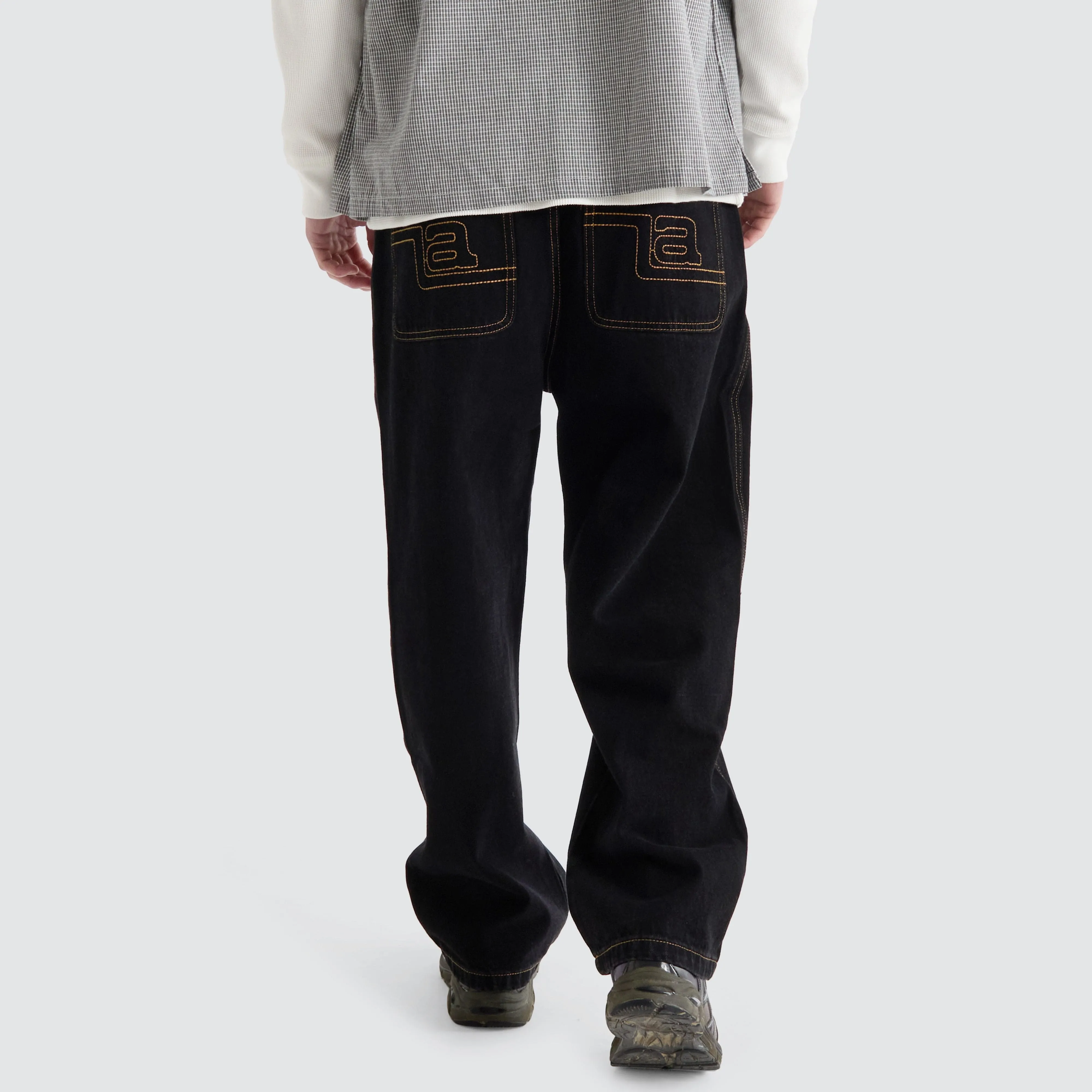 Emb Pocket Bull Denim Pant Raw Black