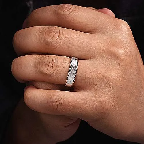 Gabriel & Co. 14K White Gold Brushed Men's Wedding Band