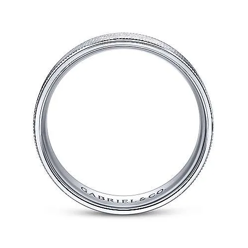 Gabriel & Co. 14K White Gold Brushed Men's Wedding Band