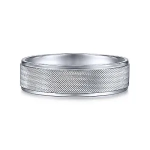 Gabriel & Co. 14K White Gold Brushed Men's Wedding Band