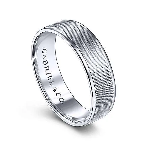 Gabriel & Co. 14K White Gold Brushed Men's Wedding Band