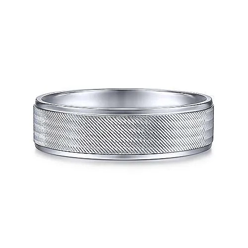 Gabriel & Co. 14K White Gold Brushed Men's Wedding Band