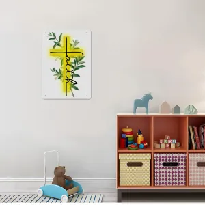 Golden Faith Rectangular Tinplate Wall Art