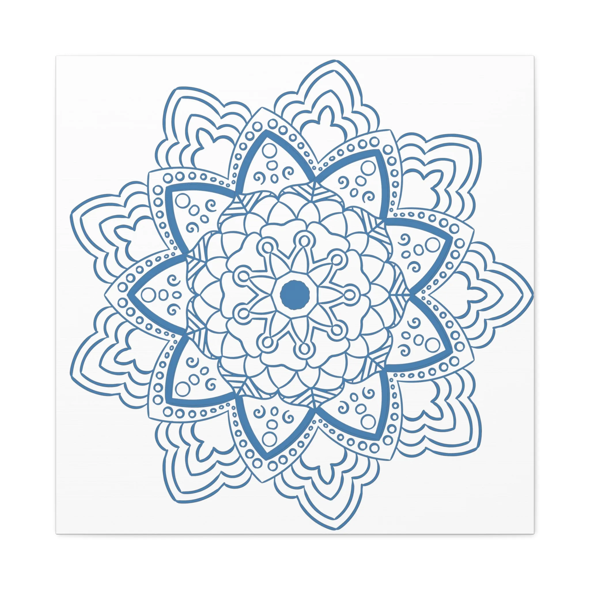 Handmade Mandala Art - Steel Blue - Matte Canvas, Stretched, 1.25