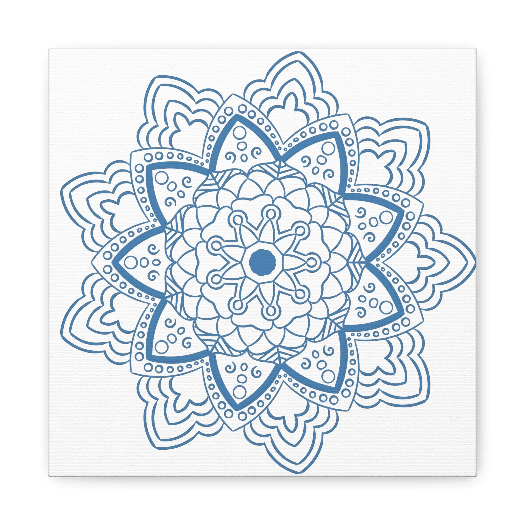 Handmade Mandala Art - Steel Blue - Matte Canvas, Stretched, 1.25