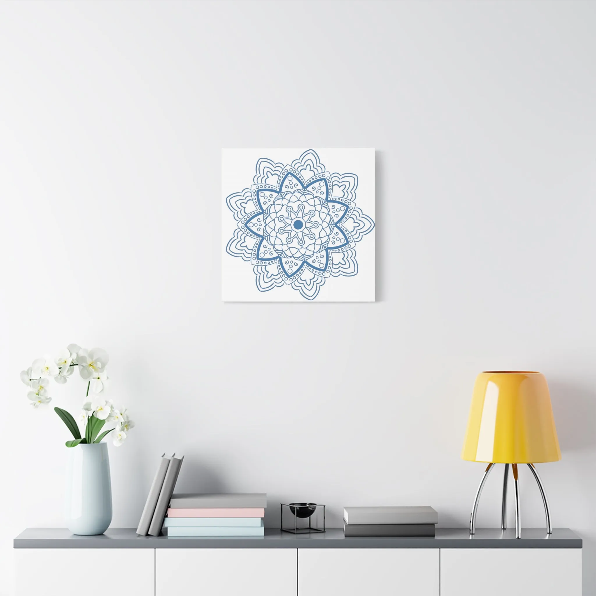 Handmade Mandala Art - Steel Blue - Matte Canvas, Stretched, 1.25