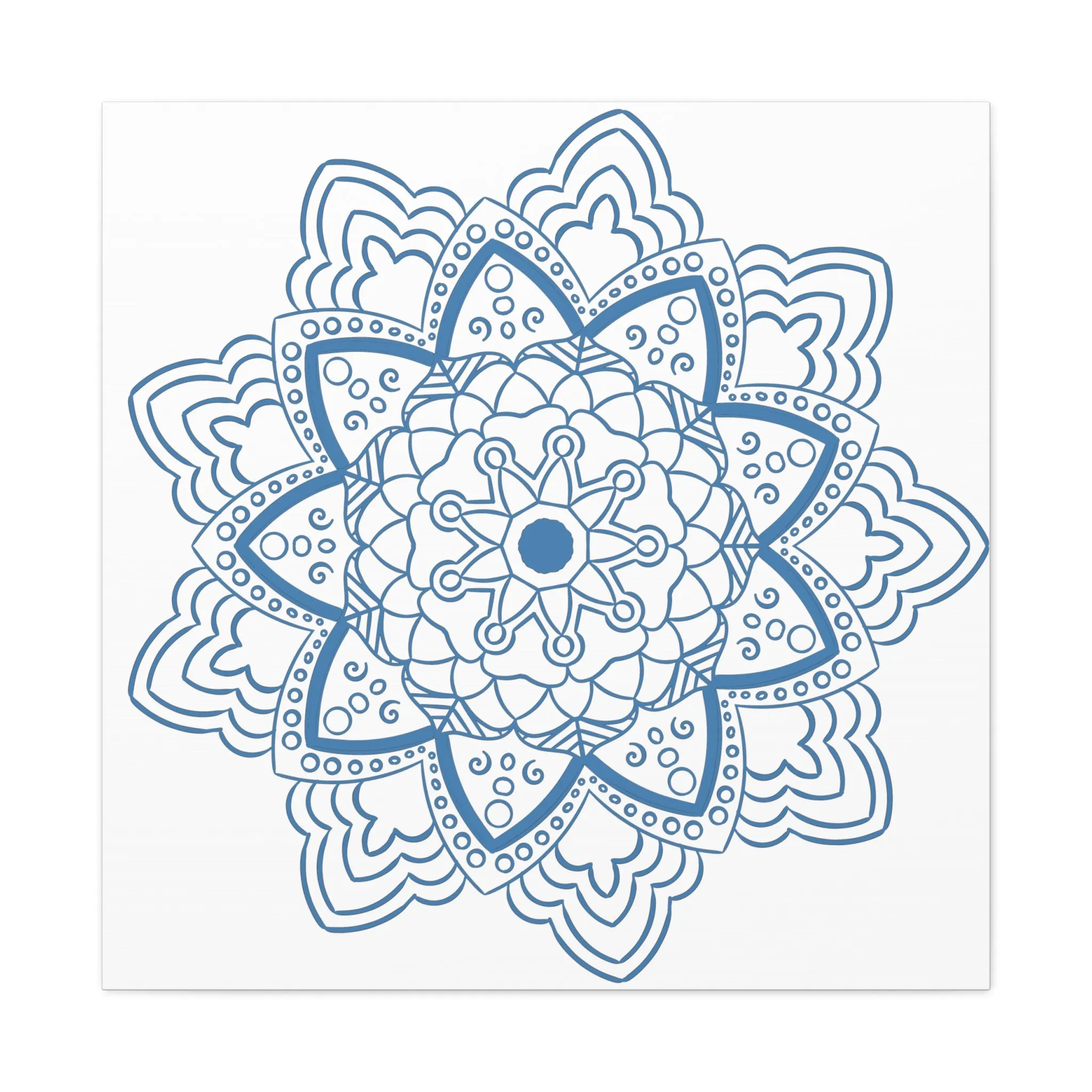 Handmade Mandala Art - Steel Blue - Matte Canvas, Stretched, 1.25
