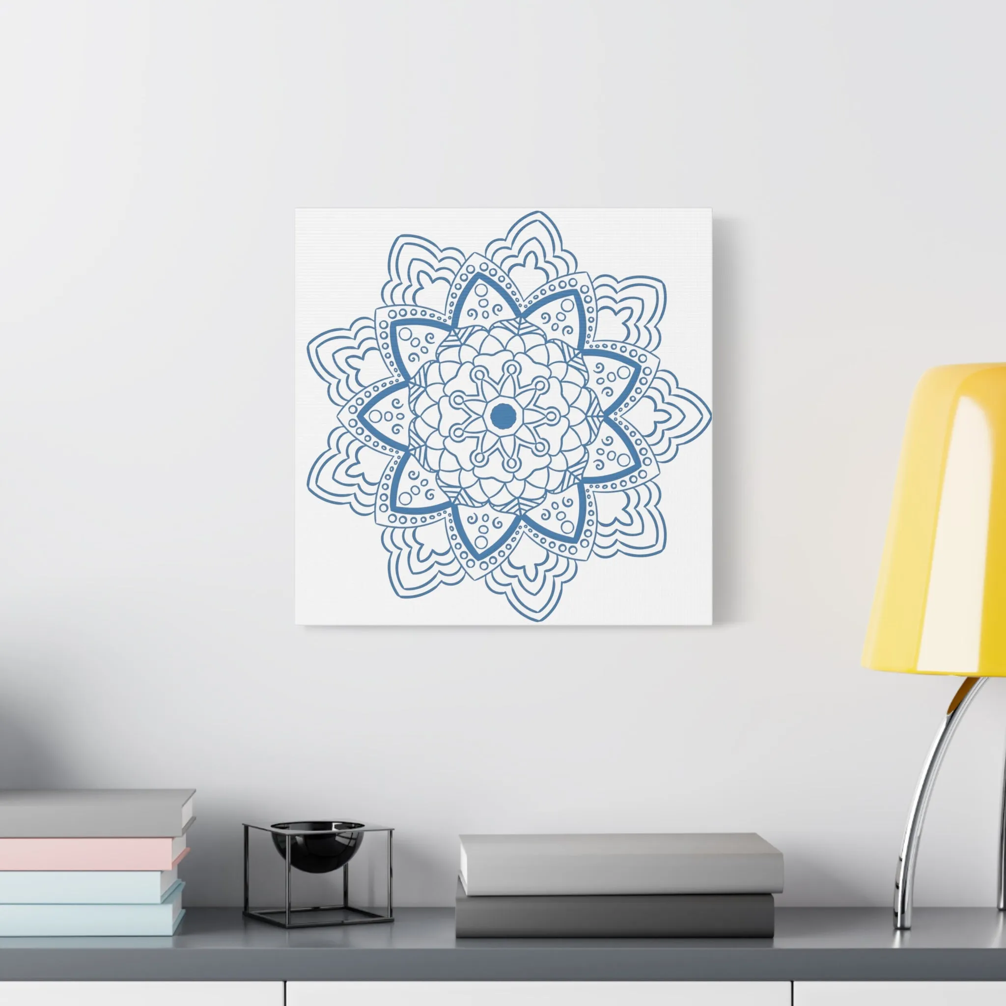 Handmade Mandala Art - Steel Blue - Matte Canvas, Stretched, 1.25