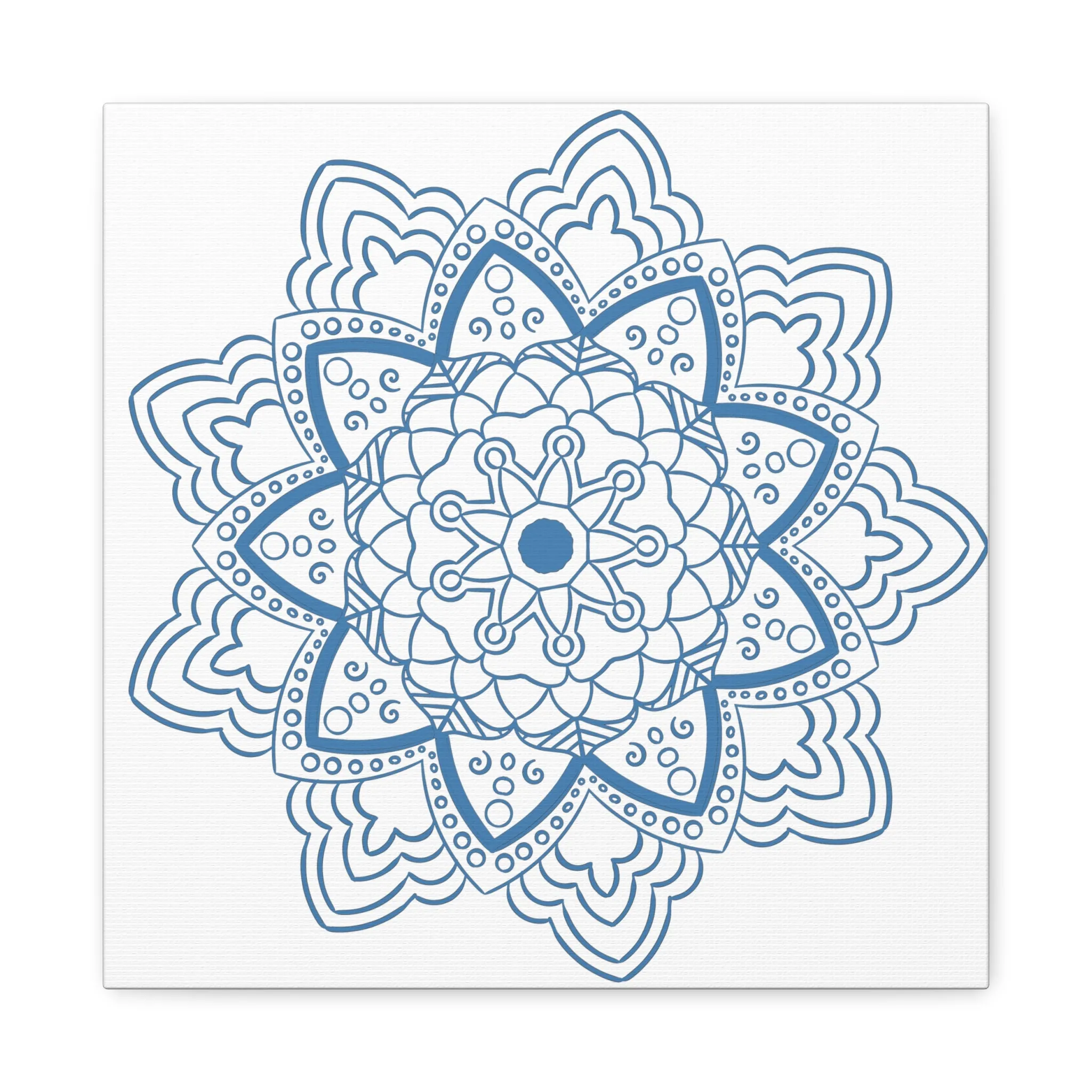 Handmade Mandala Art - Steel Blue - Matte Canvas, Stretched, 1.25