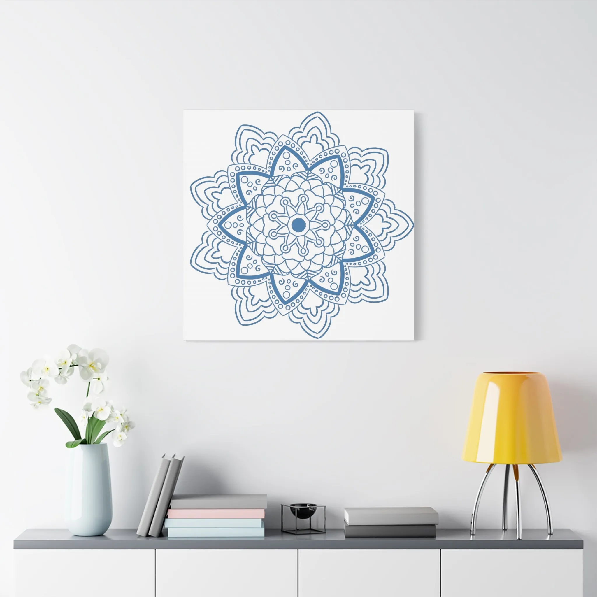 Handmade Mandala Art - Steel Blue - Matte Canvas, Stretched, 1.25