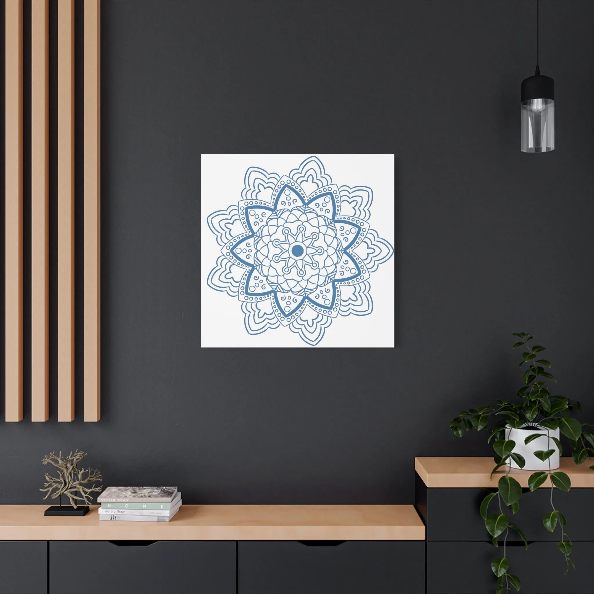 Handmade Mandala Art - Steel Blue - Matte Canvas, Stretched, 1.25