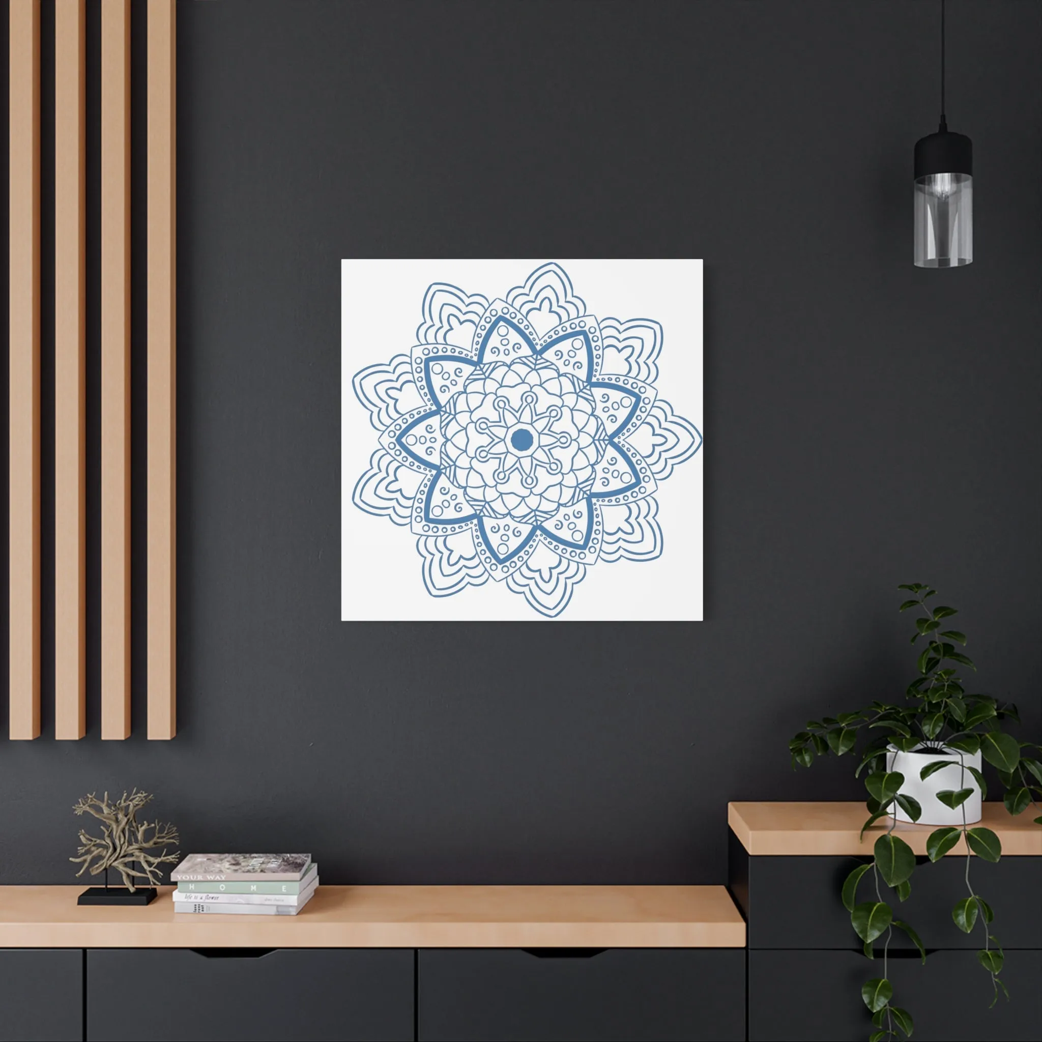 Handmade Mandala Art - Steel Blue - Matte Canvas, Stretched, 1.25