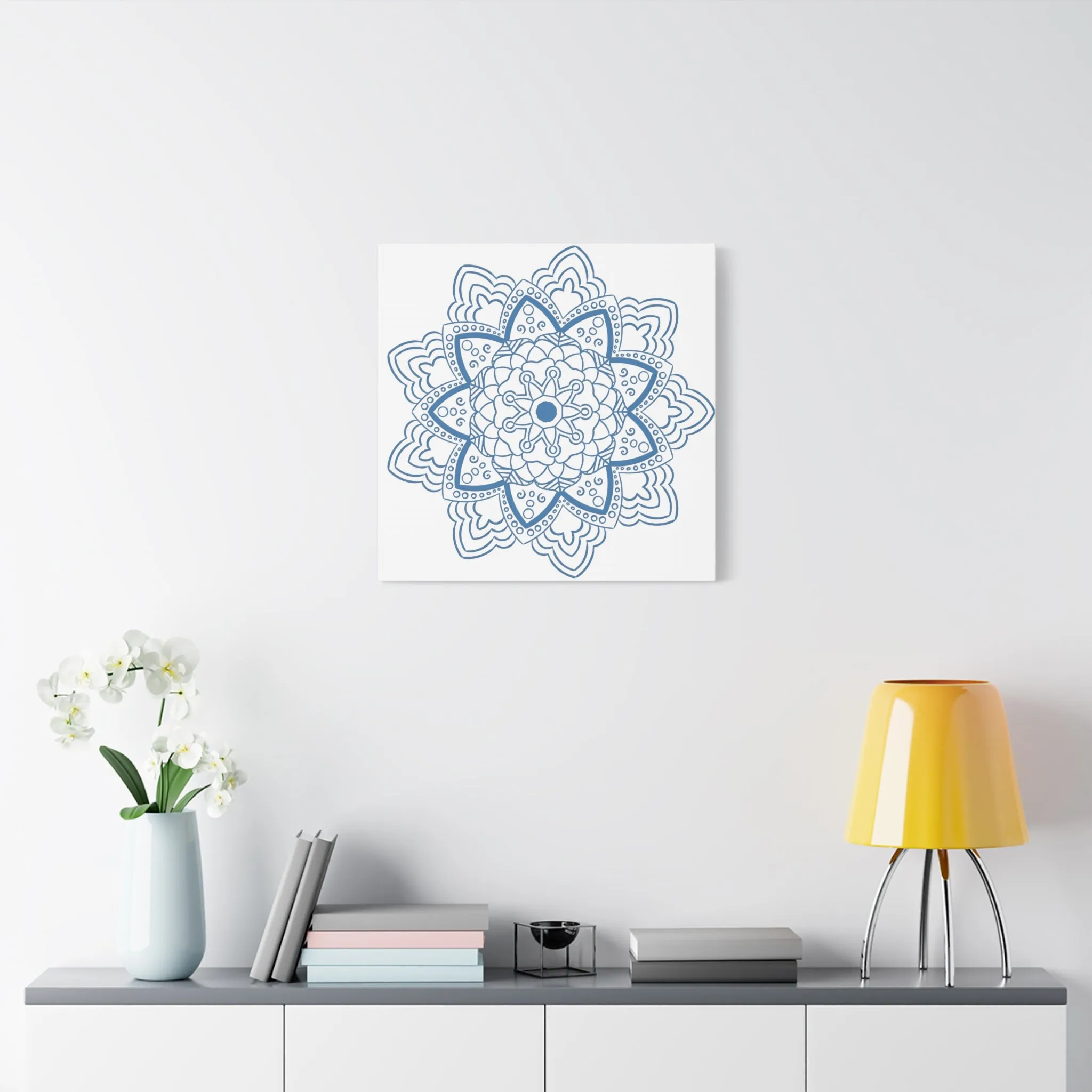 Handmade Mandala Art - Steel Blue - Matte Canvas, Stretched, 1.25