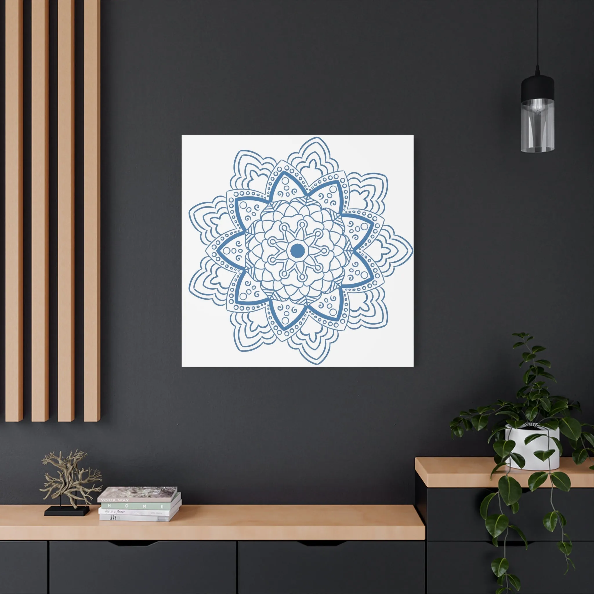 Handmade Mandala Art - Steel Blue - Matte Canvas, Stretched, 1.25