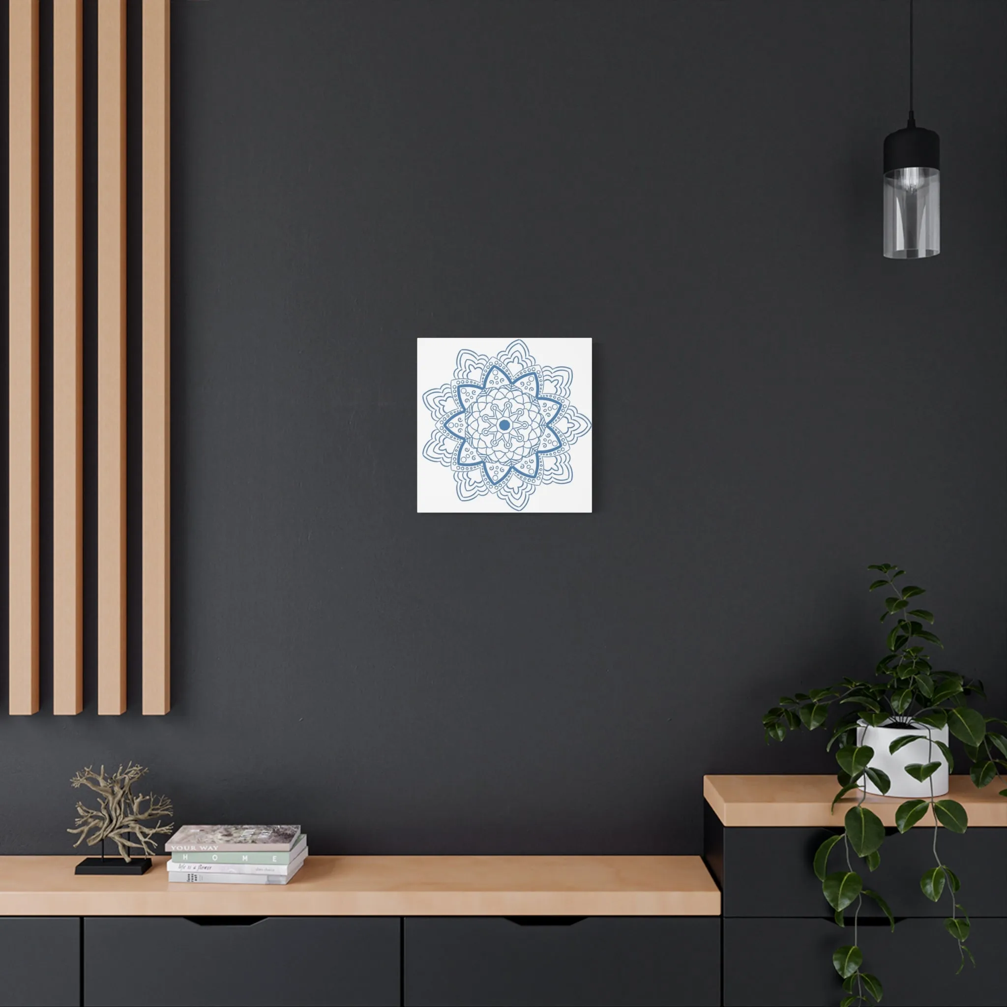 Handmade Mandala Art - Steel Blue - Matte Canvas, Stretched, 1.25