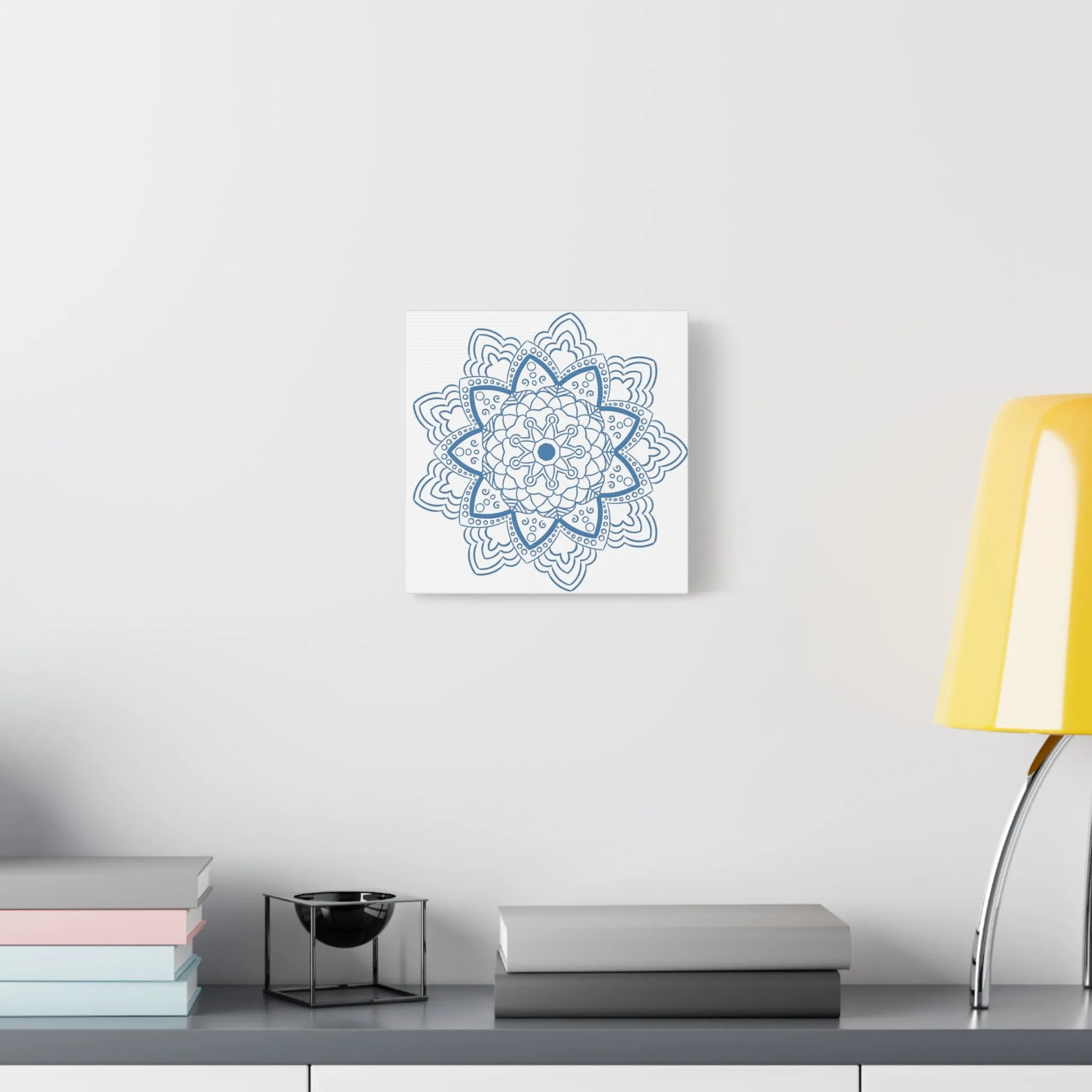 Handmade Mandala Art - Steel Blue - Matte Canvas, Stretched, 1.25