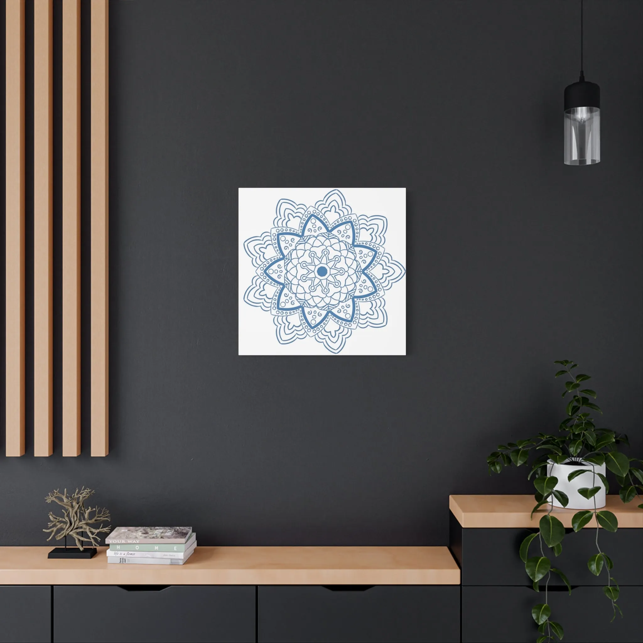 Handmade Mandala Art - Steel Blue - Matte Canvas, Stretched, 1.25