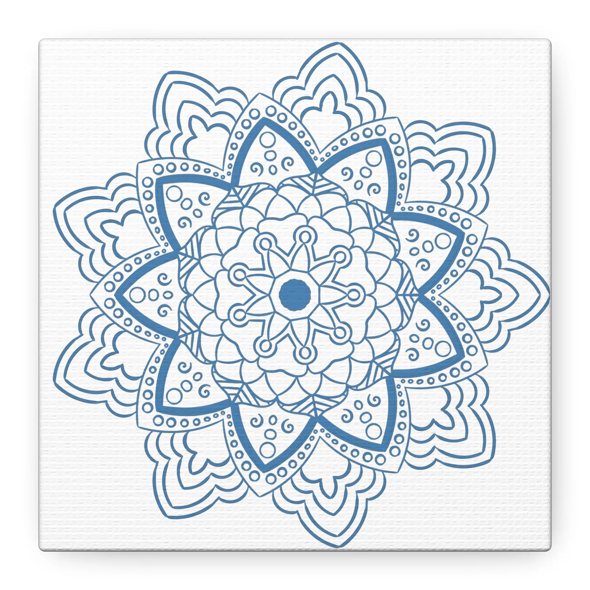 Handmade Mandala Art - Steel Blue - Matte Canvas, Stretched, 1.25