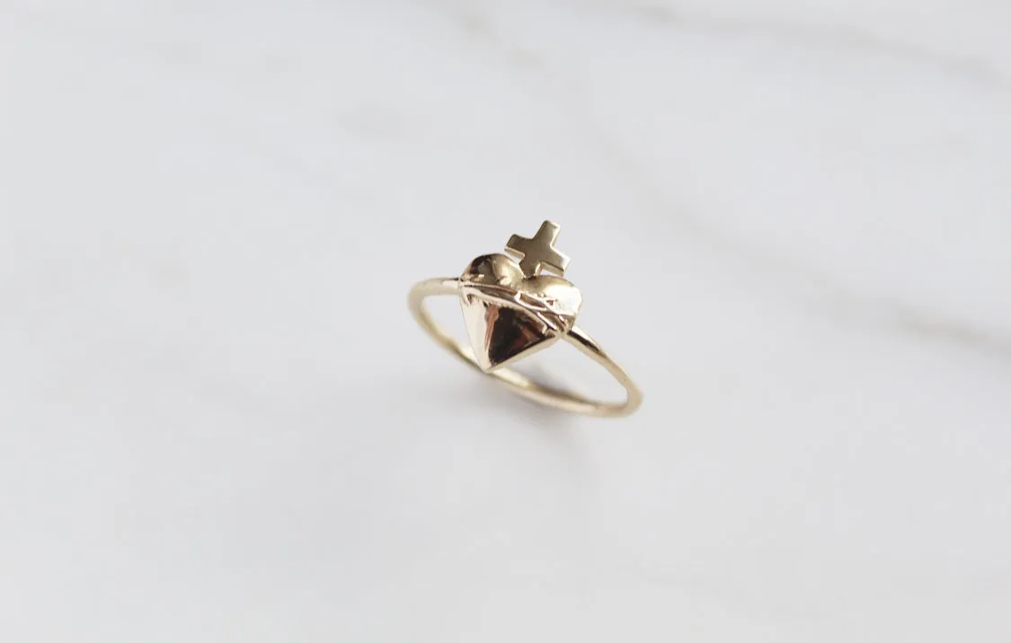 Holy Heart™ Sacred Heart Ring in 14k Gold