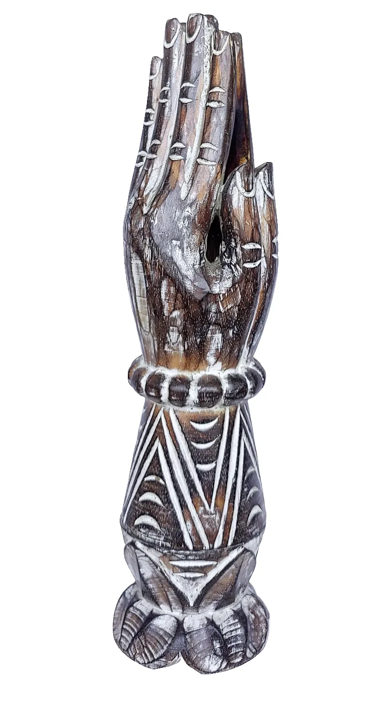 Home Decor. Tabletop Ornament. Wooden Buddha Hand Sculpture. Incense Holder