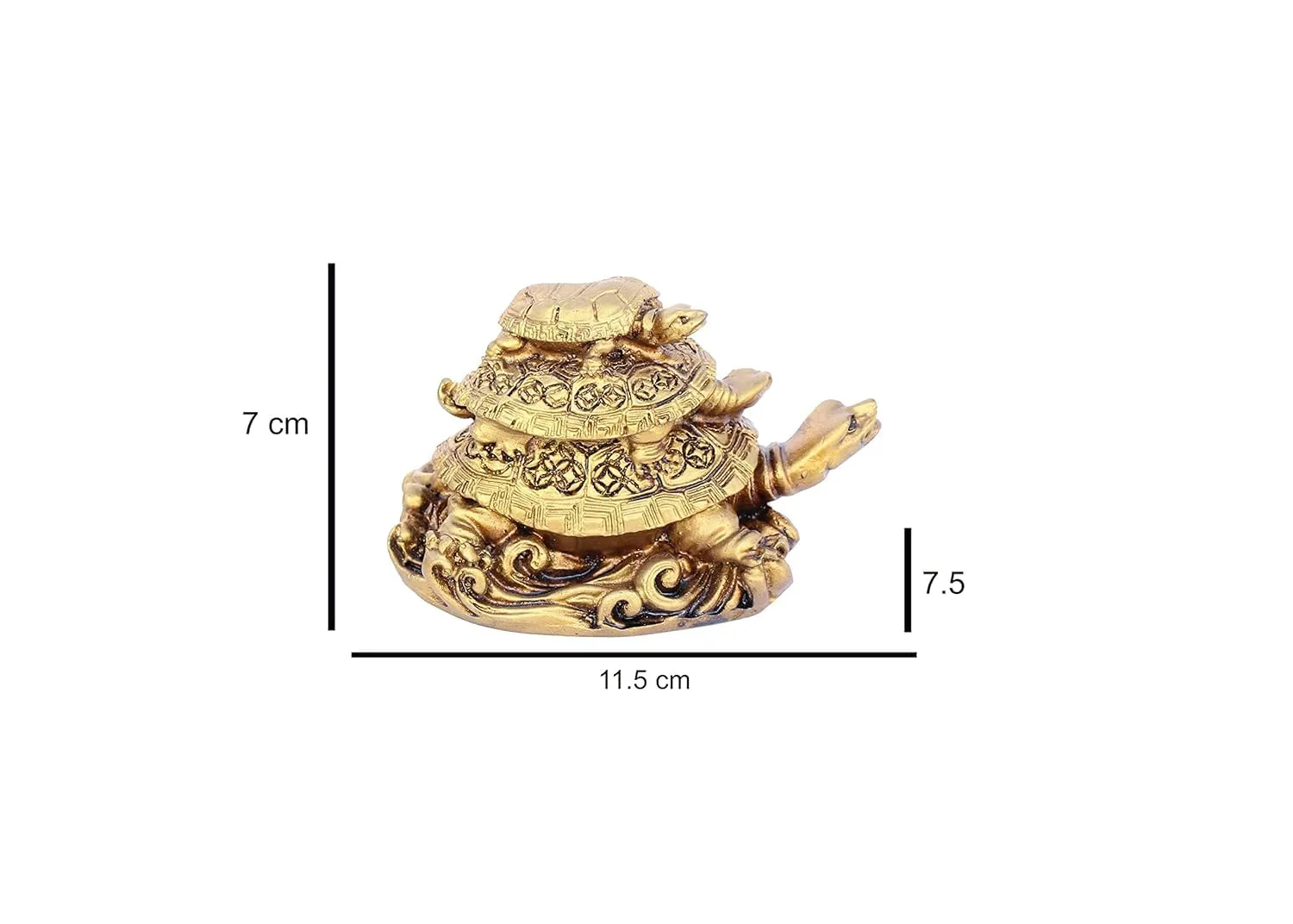 INSHREYS Feng Shui Triple Tortoise Statue Turtle Family for Protection, Good Luck, Wealth and Longevity Showpiece Feng Shui Triple Tortoise Family Statue for Home, Office and Housewarming Gifts