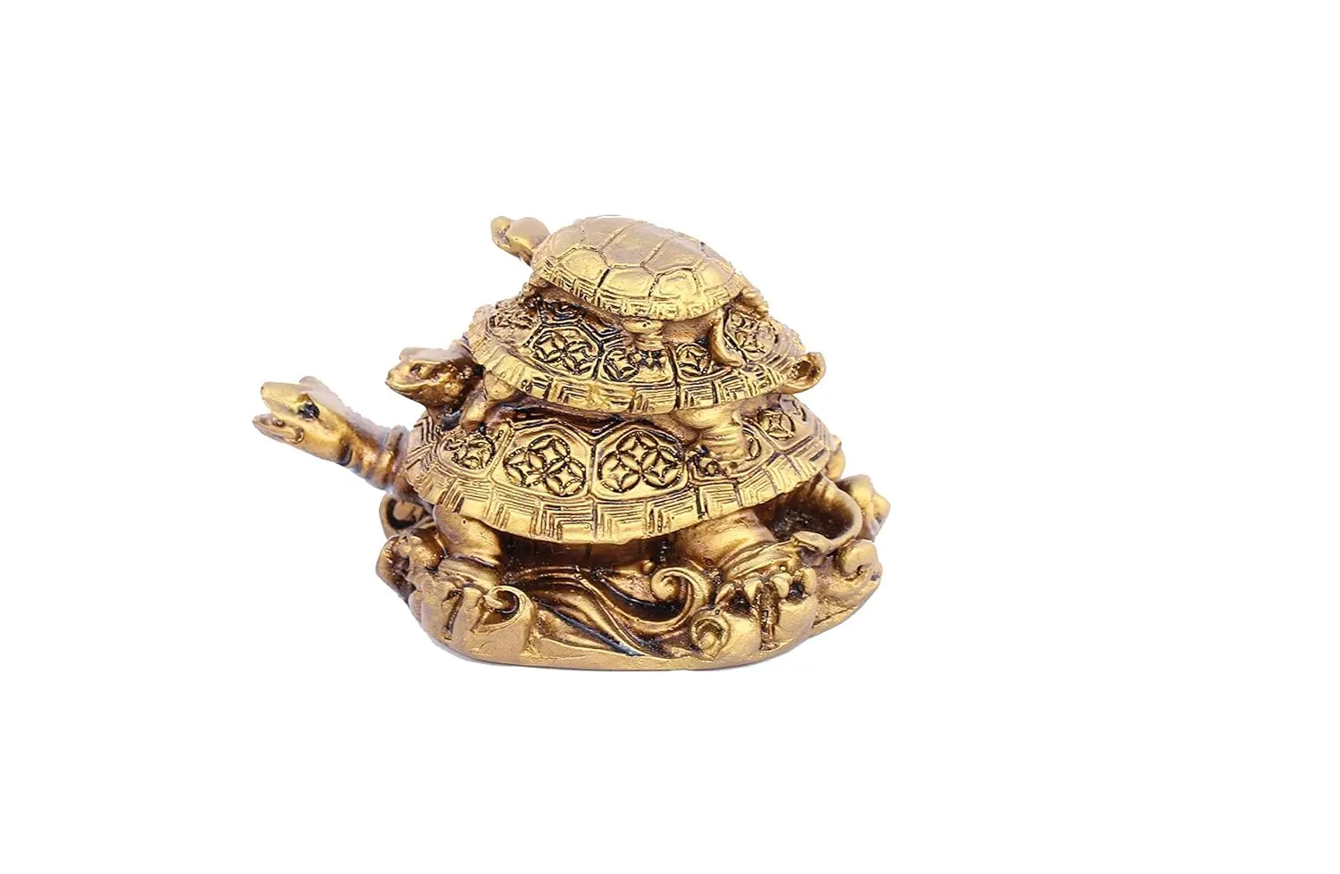 INSHREYS Feng Shui Triple Tortoise Statue Turtle Family for Protection, Good Luck, Wealth and Longevity Showpiece Feng Shui Triple Tortoise Family Statue for Home, Office and Housewarming Gifts