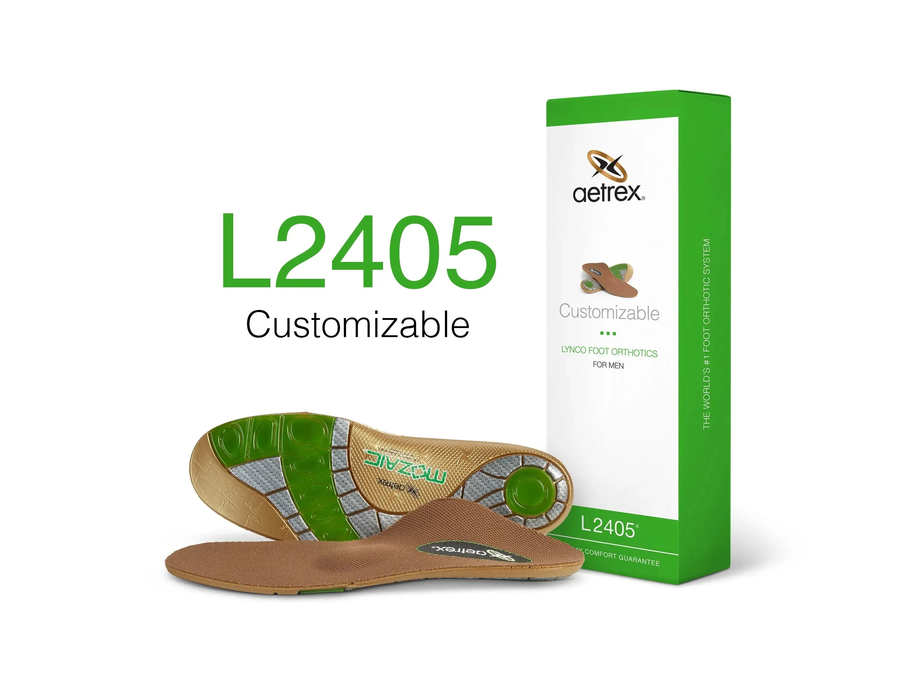 Mens Aetrex Lynco L2405  Customizable Metatarsal Orthotics for Comfort & Support