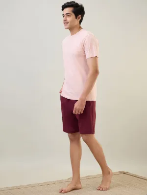 Sleepz Men Maroon Solid Regular Fit Cotton Blend Shorts