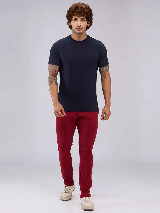 Sleepz Men Red Solid Regular Fit Cotton Trackpant