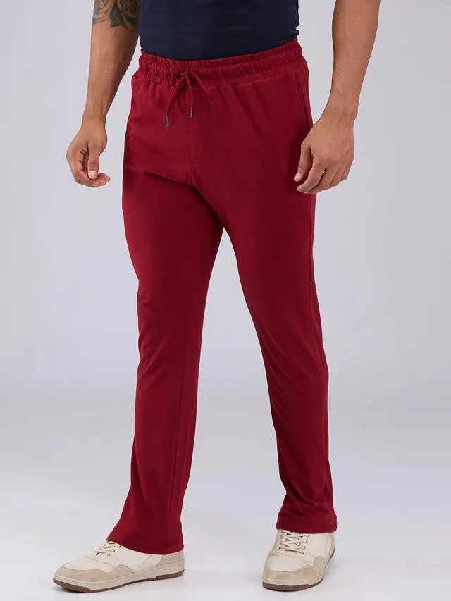 Sleepz Men Red Solid Regular Fit Cotton Trackpant