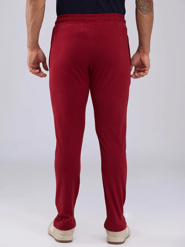 Sleepz Men Red Solid Regular Fit Cotton Trackpant
