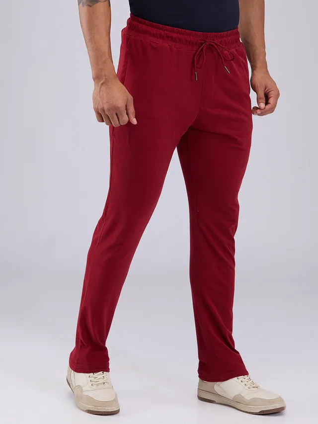 Sleepz Men Red Solid Regular Fit Cotton Trackpant