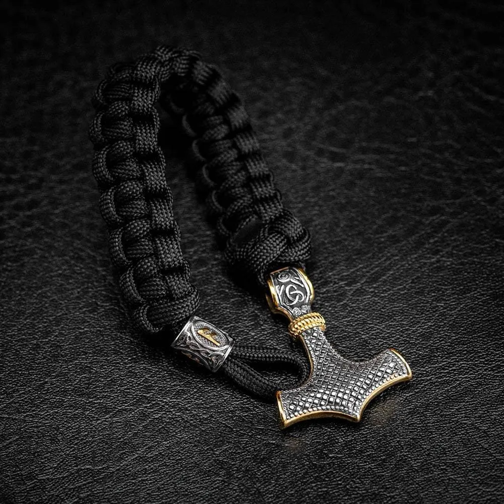 Stainless Steel Paracord and Mjolnir Bracelet