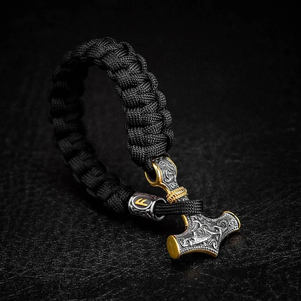 Stainless Steel Paracord and Mjolnir Bracelet