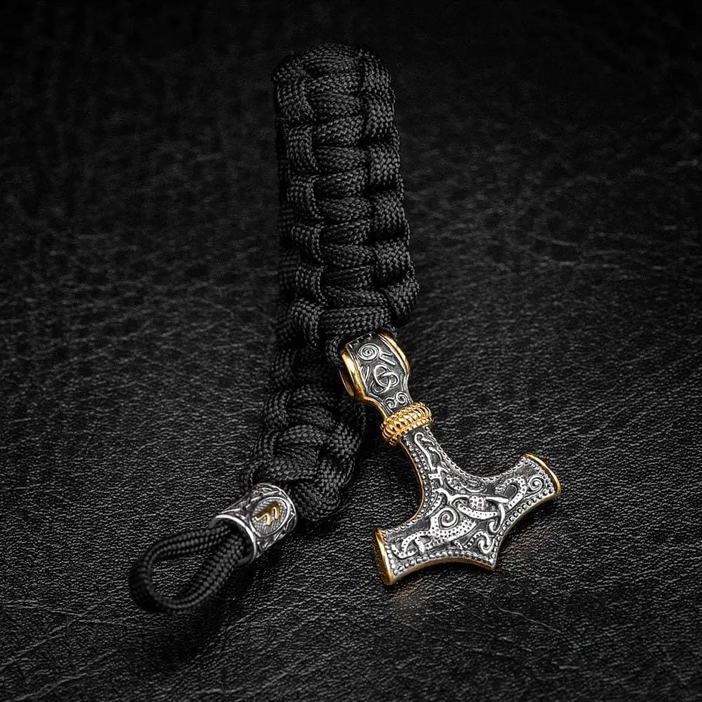 Stainless Steel Paracord and Mjolnir Bracelet