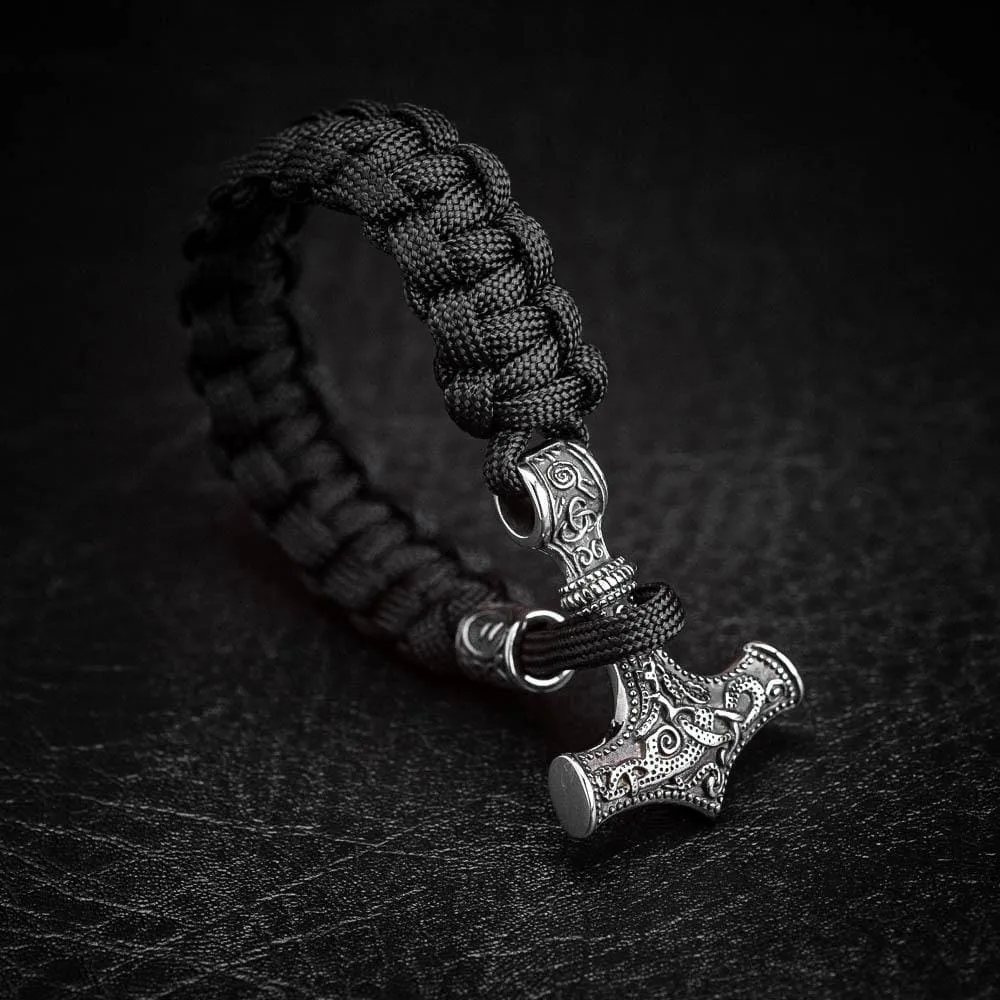 Stainless Steel Paracord and Mjolnir Bracelet
