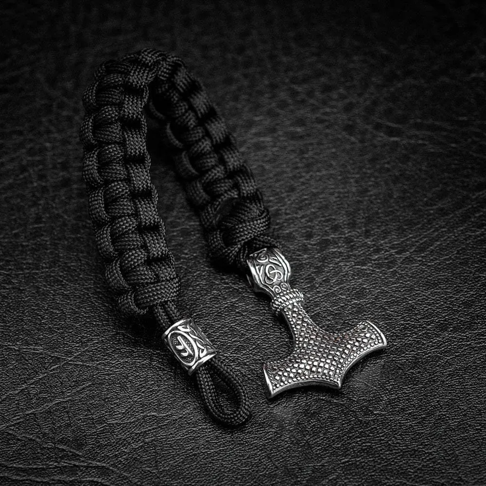 Stainless Steel Paracord and Mjolnir Bracelet