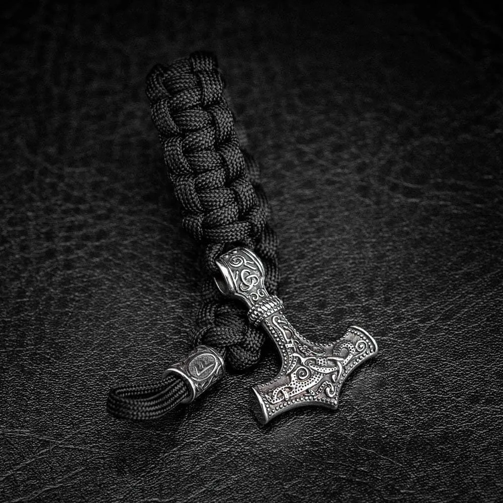 Stainless Steel Paracord and Mjolnir Bracelet