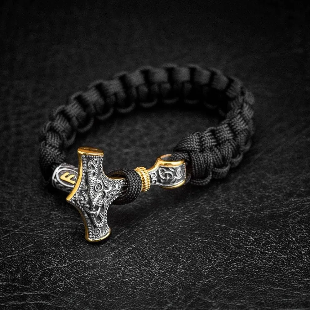 Stainless Steel Paracord and Mjolnir Bracelet